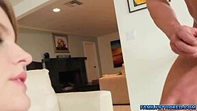 scarlett's pretty face gets painted with jizz after blowjob from father in law's big cock