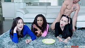 besties suck lucky sneaky dude in ebony gangbang