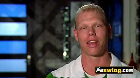 Sexy brunette rides various cocks in wild swinger orgy chaos