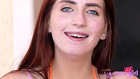 Intense casting interview with petite brunette teen