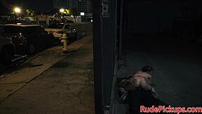 Spex teen gets dominated and roughfucked in public bondage.