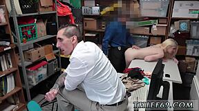 petite 18+ blonde in police uniform attempts theft, cops coming