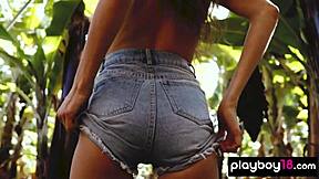 Gloria Sol And Ilvy Kokomo Undress Outdoors With Big Tits