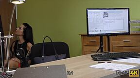 Hidden cam catches teen masturbating in office pov during rich person's interview