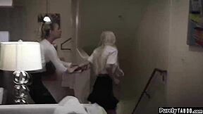 Teen BFFs Suck and Fuck Pickup Driver for Big Reward