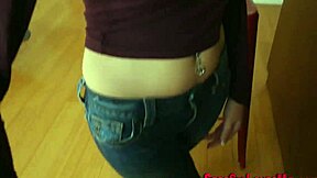 Teen 18+ bent over for doggystyle with big cock blowjob.