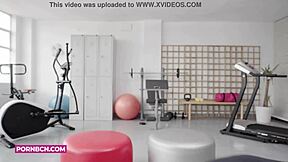 Hardcore amateur blonde latina busty big boobs and big ass rough sex with her muscled big cock personal trainer