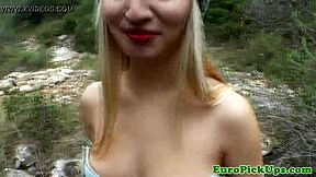 Euro Girl Next Door Sucks Thick Cock in Outdoor POV Action