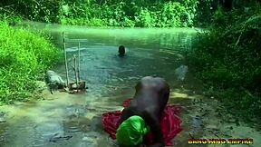 Outdoor hardcore banging with Lagos hook-up babe by village stream