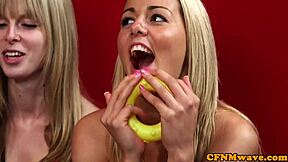 Look at these CFNM beauties sucking their coach's cock POV!