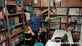 Skinny asian shoplifter strip searched and fucked.