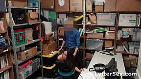 Skinny asian shoplifter strip searched and fucked.