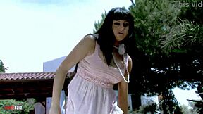 young arab damaris dances and strips seductively by poolside