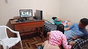 my stepdaughter super gamer gets fucked while wife rests part 2 almost caught