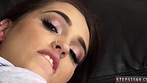 Blonde teen 18+ strips, dances, and dives into first-time hardcore threesome sucking.