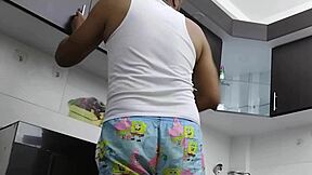 My stepfather rewards me with doggystyle in kitchen for washing clothes part 1