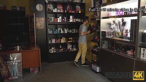 that young girl in shame4k addicted to big dildos, playing with her pierced clit while the old cougar watches