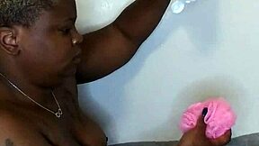 ebony wife enjoys fetish massage in bath with milf