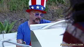 blonde milf with big tits celebrates fourth of july with family taboo