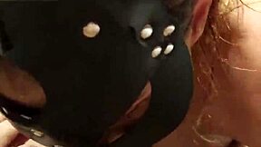 Masked Brunette Gags On Cock In Bathroom Doggystyle Cumshot