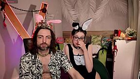 Cute Couple Dancing In Bedroom With Blue Eyes And Small Waist