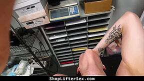 teen got caught in stolen outfit, clothes ripped during rough garage sex.