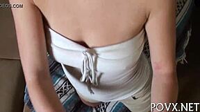 tiny teen gets bent over in rough pov