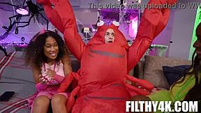 cosplayin stepmom naomi foxxx gets unexpected threesome with johnny love and skyla sun.