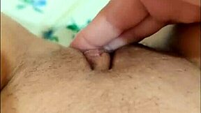 Hairy pussy leaks from fingers and cum