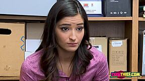 officer fucks emily's hungry pussy at office. big cock stretches petite teen.