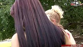 Skinny Blonde Teen Picked Up For Intense Dildo Sex