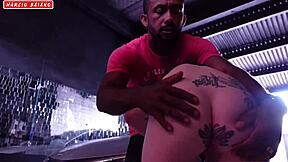 I went to fix my neighbor's car, she flirted, and I ended up drilling her tight ass in this wild interracial romp.