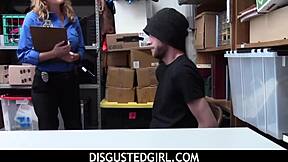 Hey officer Krissy Lynn, why exploit this handsome criminal’s big cock in the garage?