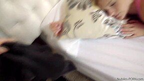 While she's relaxing, the tanned petite brunette shows off.