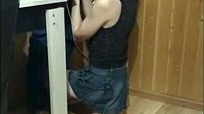 while the guests were walking, i made a great blowjob on the balcony, rough and public with my big cock flashing outdoors