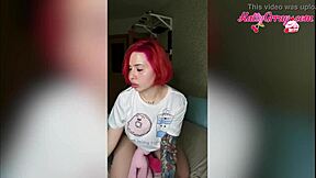 Bitch With Red Hair With Butt Plug In Ass Plays With Tight Pussy