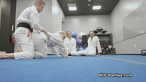 Foursome with Horny Teens During Martial Arts Training