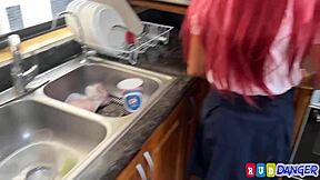 Is latina teen 18+ getting anal creampie in kitchen with big ass?