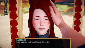 Redhead teen plays game with milf's big tits and ass