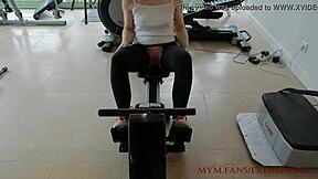 I use a dildo on the rower in private gym, oh shit