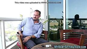 Brunette babysitter rides hard 😍