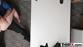 Can a nubile cutie stealer handle hardcore punishment in a garage setting?