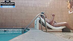 I visited my cousin at the hotel pool for a relaxing time