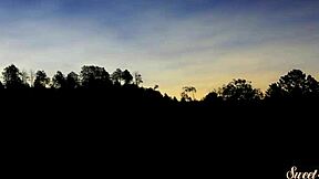 stepsister sucks cock then gets pounded hard in doggystyle outdoors