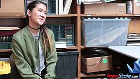 i caught petite asian teen thief, she fucked her way out