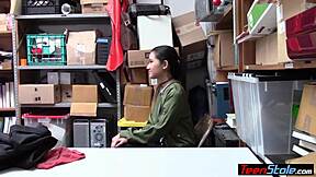 i caught petite asian teen thief, she fucked her way out