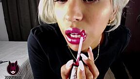 hot latina girl masturbates with toys at home