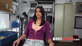 Sweet latin teen feels deep gag with saliva on bbc