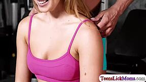 dolcie licks zoeys pussy in the gym during lesbian encounter