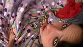 My unfaithful brunette wife slut trots provocatively, gaping pussy wet, and takes cock in mouth for femdom blowjob.